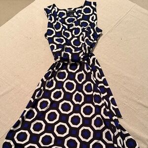 INC International Concepts Blue and White Hexagon Midi Dress